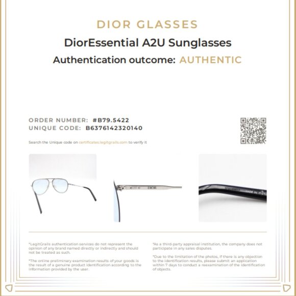 Pre-Owned Dior DiorEssential A2U Aviator Sunglasses in Silver & Gold - Picture 15 of 15